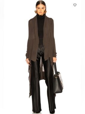 Rick Owens Cashmere Draped Open Front Cardigan F/W21 Dust Brown Italy Large